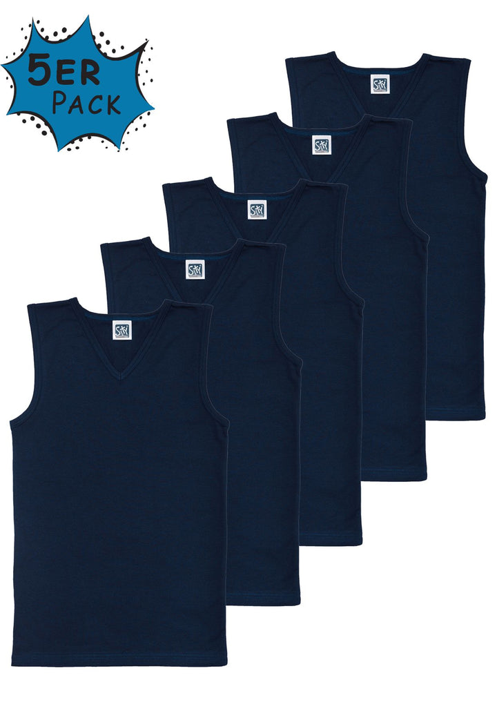 Jungen City-Shirt, V-Neck, 5er Pack, Baumwolle/ Elasthan