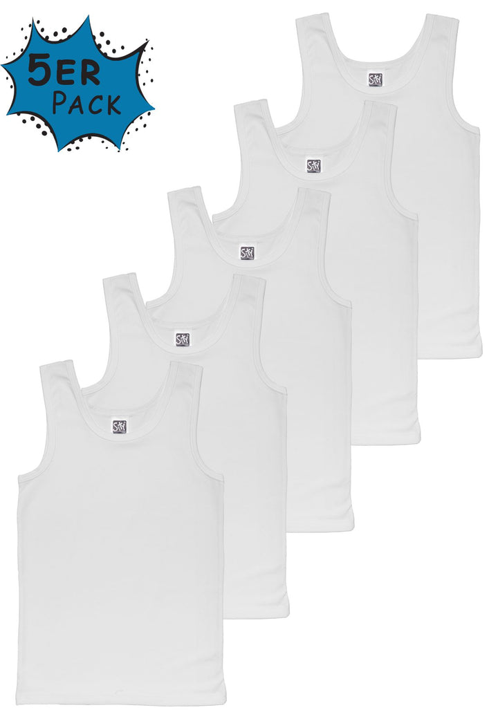 Jungen Unterhemd, 5er Pack, Baumwolle/ Elasthan