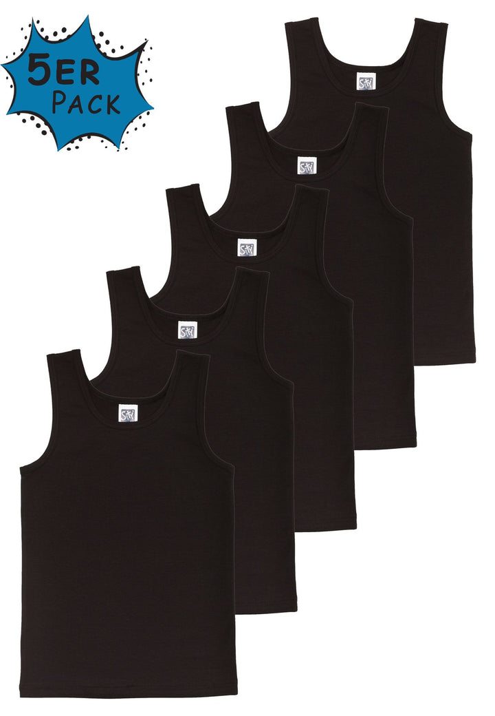 Jungen Unterhemd, 5er Pack, Baumwolle/ Elasthan