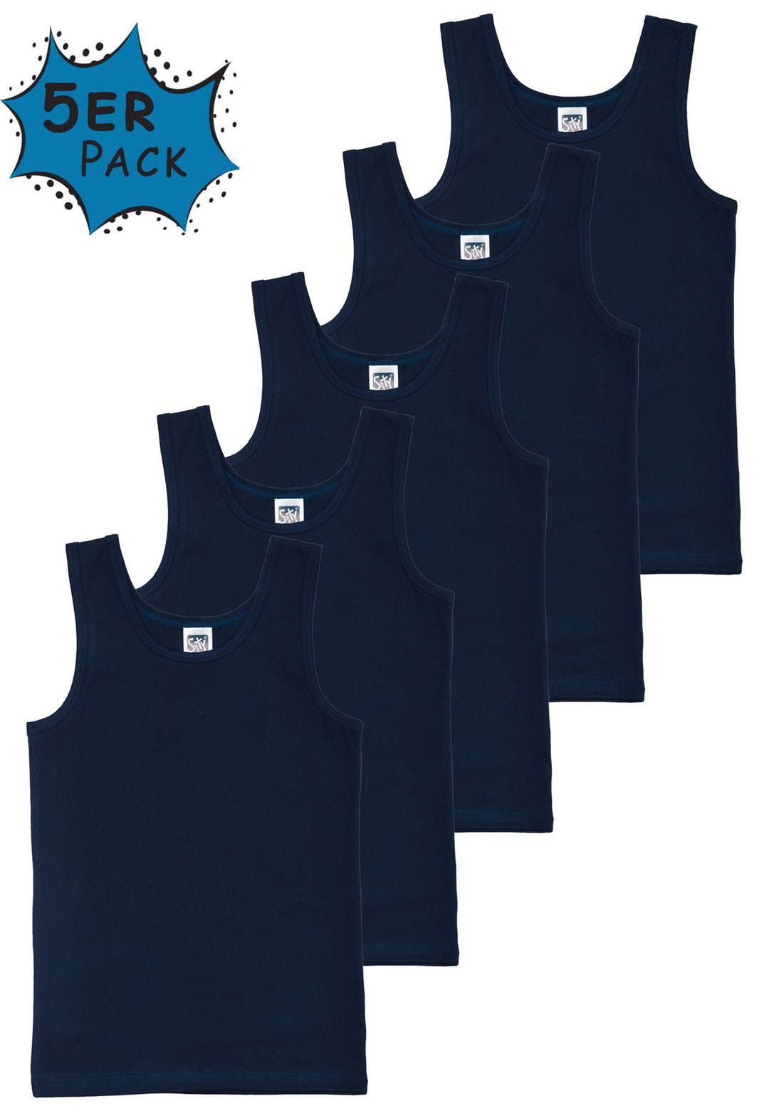 Jungen Unterhemd, 5er Pack, Baumwolle/ Elasthan