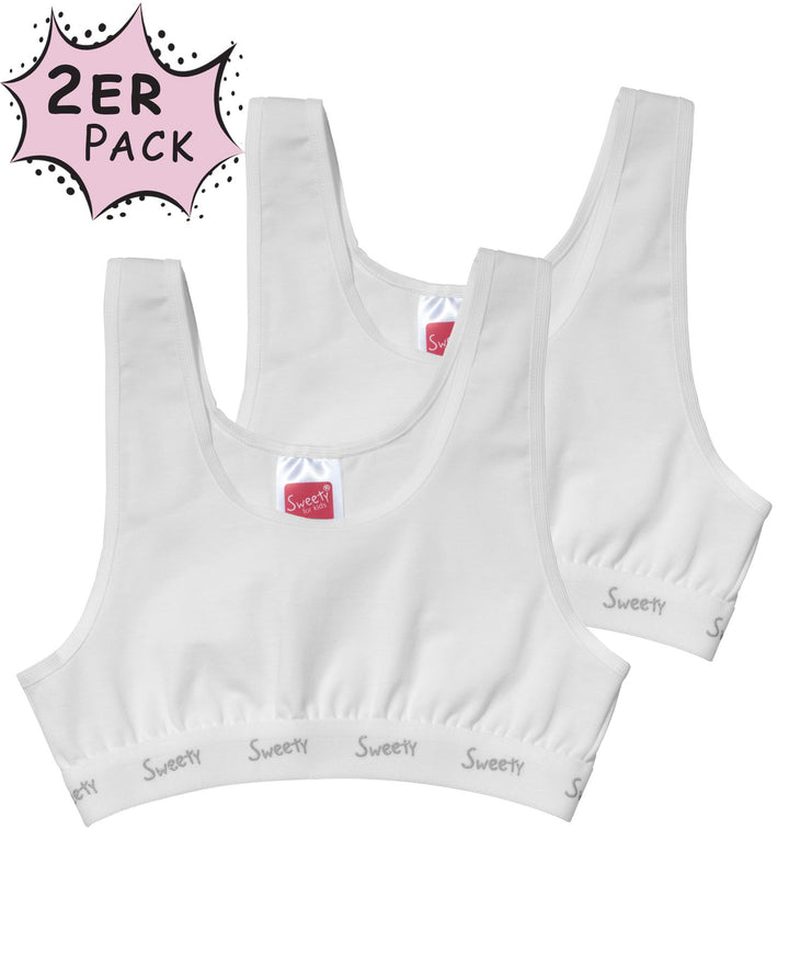 Mädchen Bustier, 2er Pack, Single Jersey