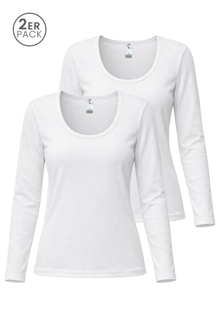 Damen CLASSIC 1/1 Arm Shirt, 2er Pack, Bio Baumwolle, GOTS zertifiziert