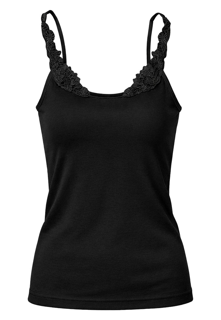 Damen Spitzenträger Top, Glanzeinfass, 2er Pack, Bio Baumwolle, GOTS zertifiziert