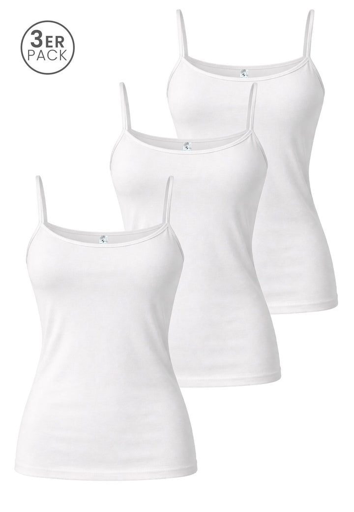 Damen Spaghetti Top, Glanzeinfass, 3er Pack, Bio Baumwolle, GOTS zertifiziert