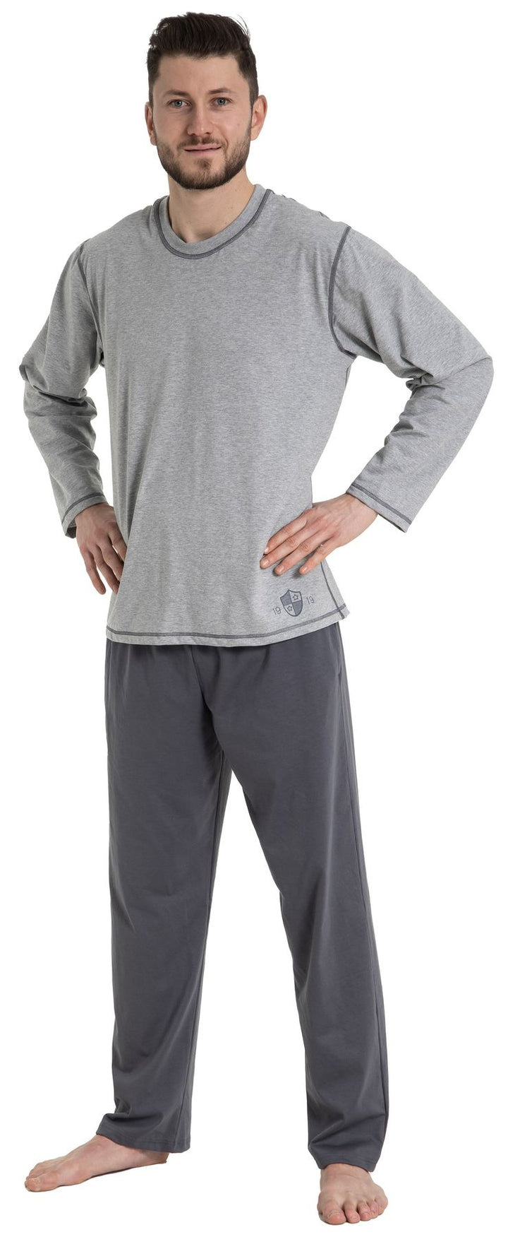 Herren Pyjama Rundhals, Bio Baumwolle, GOTS zertifiziert