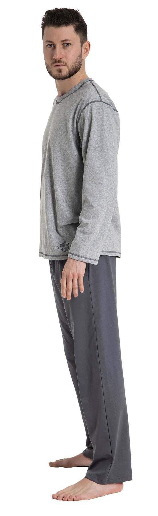 Herren Pyjama Rundhals, Bio Baumwolle, GOTS zertifiziert