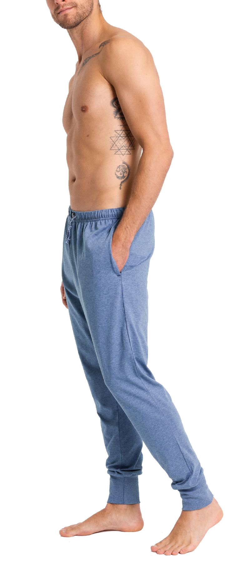 Herren Pyjamahose mit Bündchen, Seitentaschen, Bio Baumwolle, GOTS zertifiziert