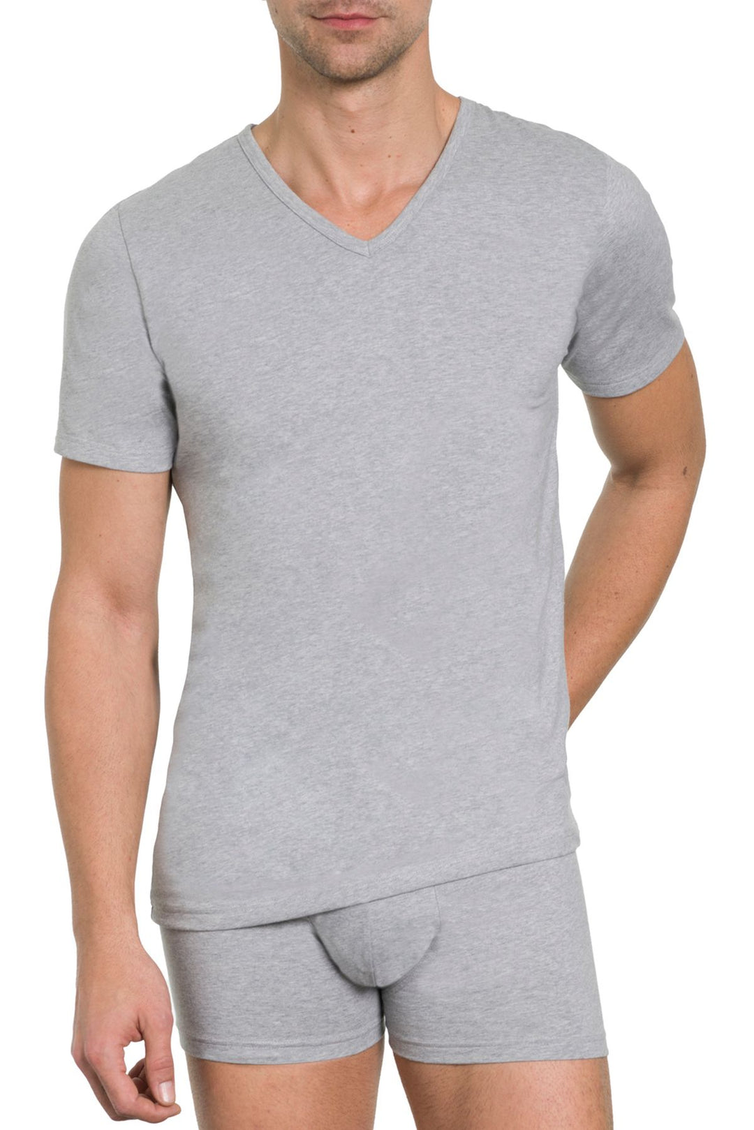 Herren Shirt V-Ausschnitt, 2er Pack, Bio Baumwolle/ Elasthan, GOTS zertifiziert