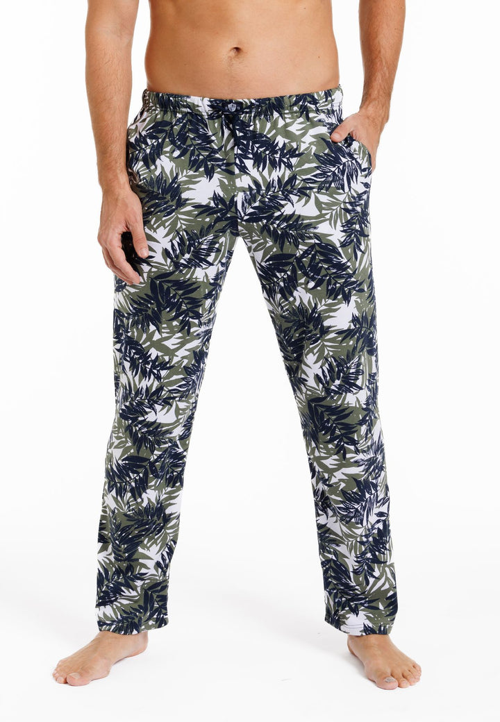 Herren Pyjamahose lang Alloverprint mit Seitentaschen, Bio Baumwolle, GOTS zertifiziert
