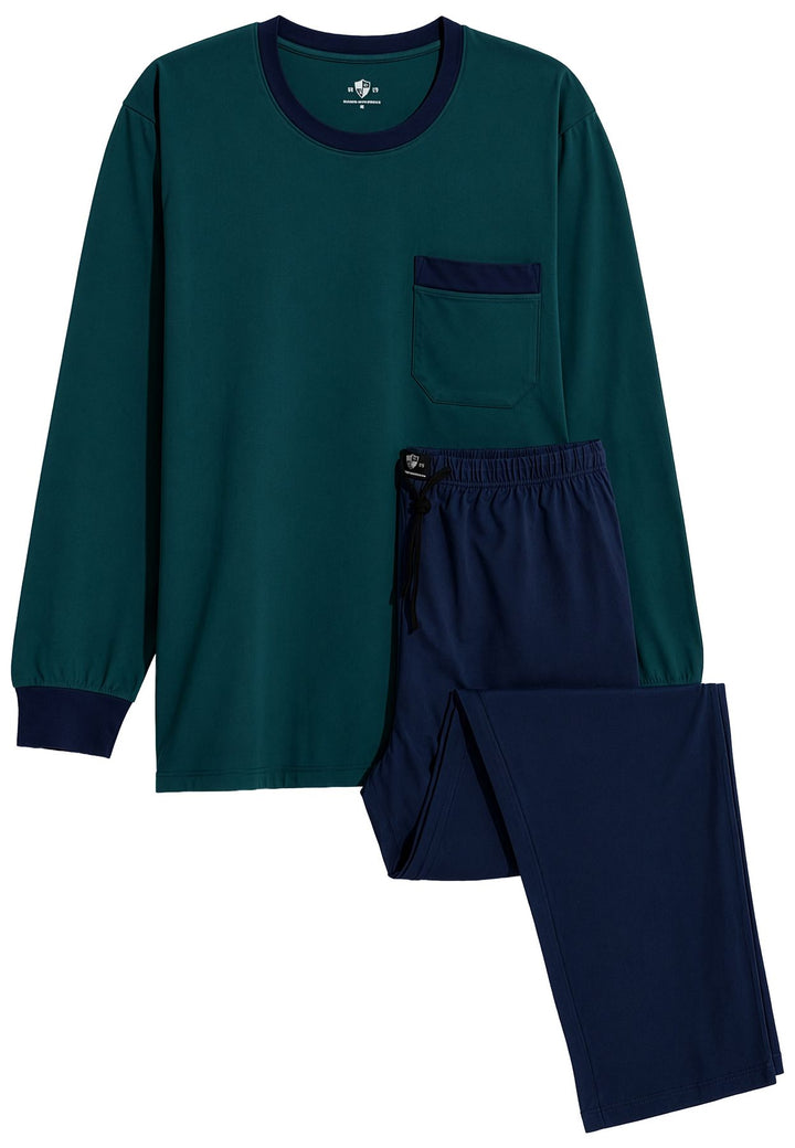 Herren Pyjama Rundhals, Bio Baumwolle, GOTS zertifiziert