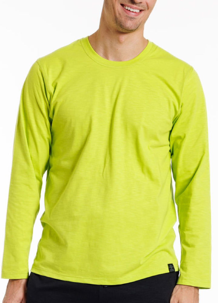 Herren Langarm-Shirt Rundhals, Slub Single Jersey, Bio Baumwolle, GOTS zertifiziert