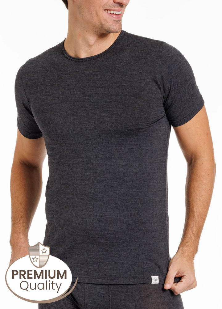 Edles Herren Shirt Rundhals, Wolle/ Seide/Elasthan Mischung
