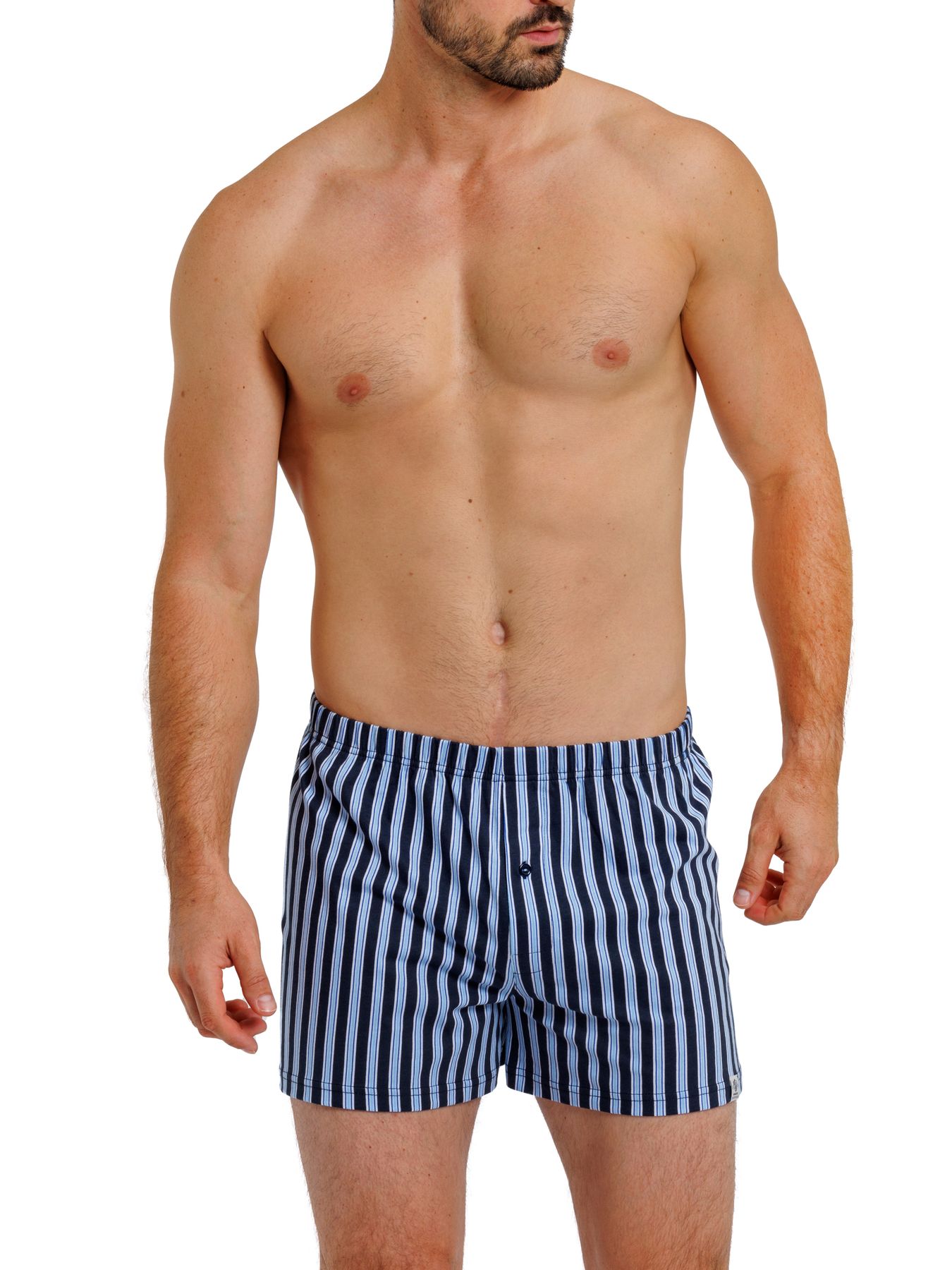 Herren Jersey Boxer, mit Knopfleiste, 2er Pack, Single-Jersey, Baumwolle kbA