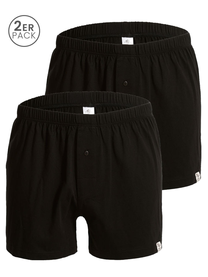 Herren Jersey Boxer, mit Knopfleiste, 2er Pack, Single-Jersey, Baumwolle kbA