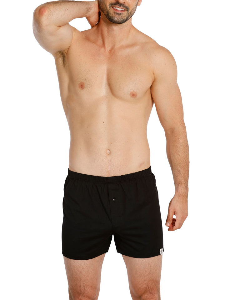Herren Jersey Boxer, mit Knopfleiste, 2er Pack, Single-Jersey, Baumwolle kbA
