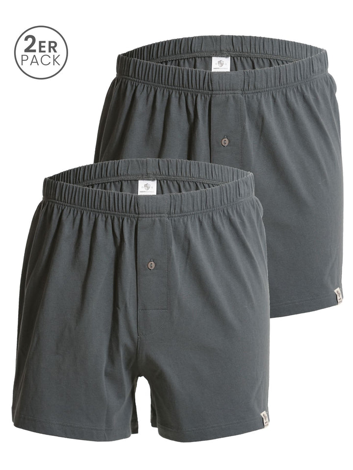 Herren Jersey Boxer, mit Knopfleiste, 2er Pack, Single-Jersey, Baumwolle kbA