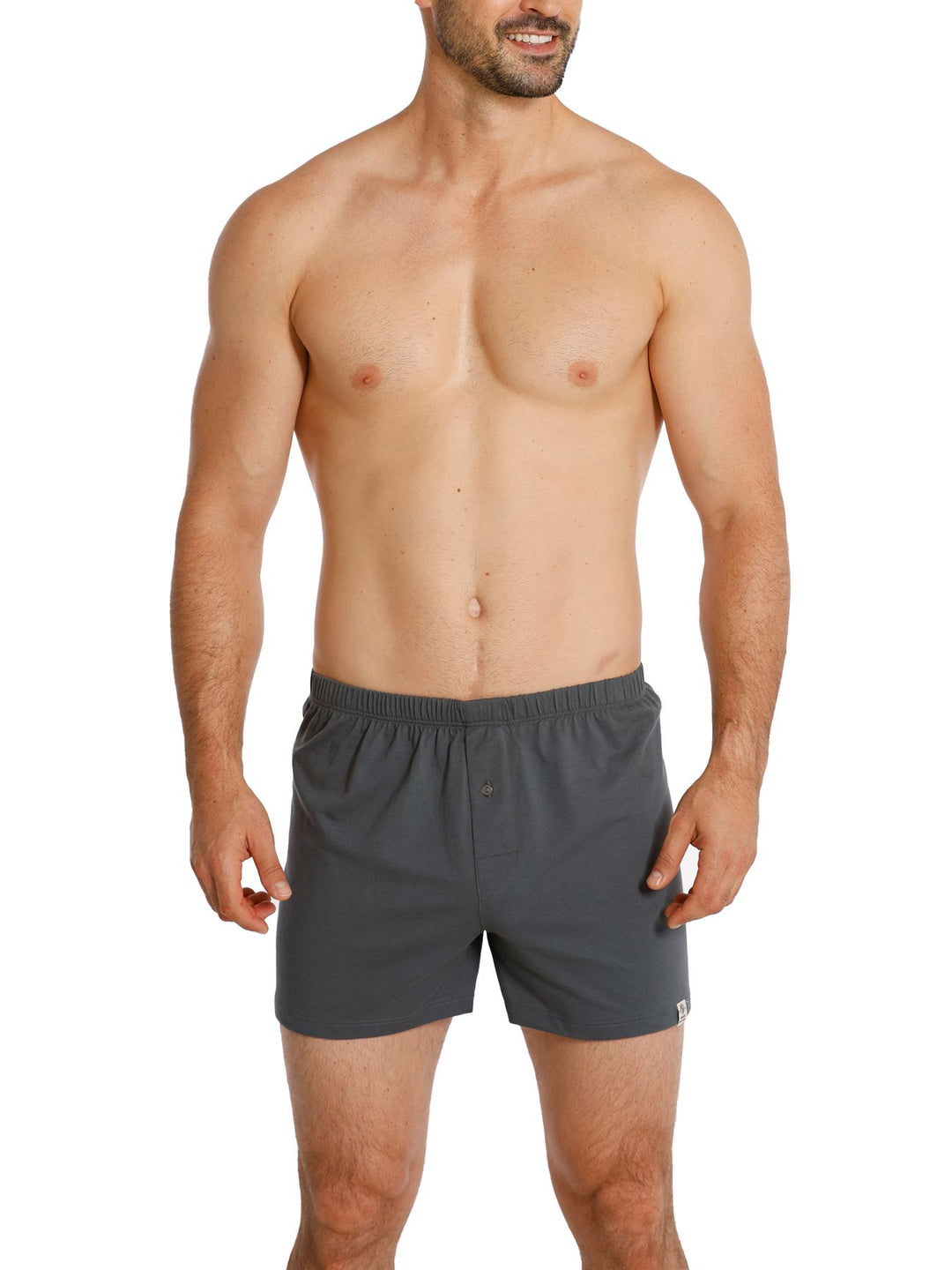 Herren Jersey Boxer, mit Knopfleiste, 2er Pack, Single-Jersey, Baumwolle kbA