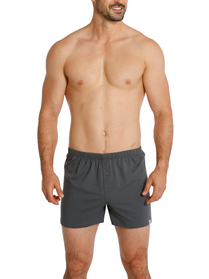 Herren Jersey Boxer, mit Knopfleiste, 2er Pack, Single-Jersey, Baumwolle kbA
