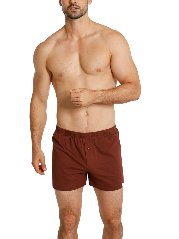 Herren Jersey Boxer, mit Knopfleiste, 2er Pack, Single-Jersey, Baumwolle kbA