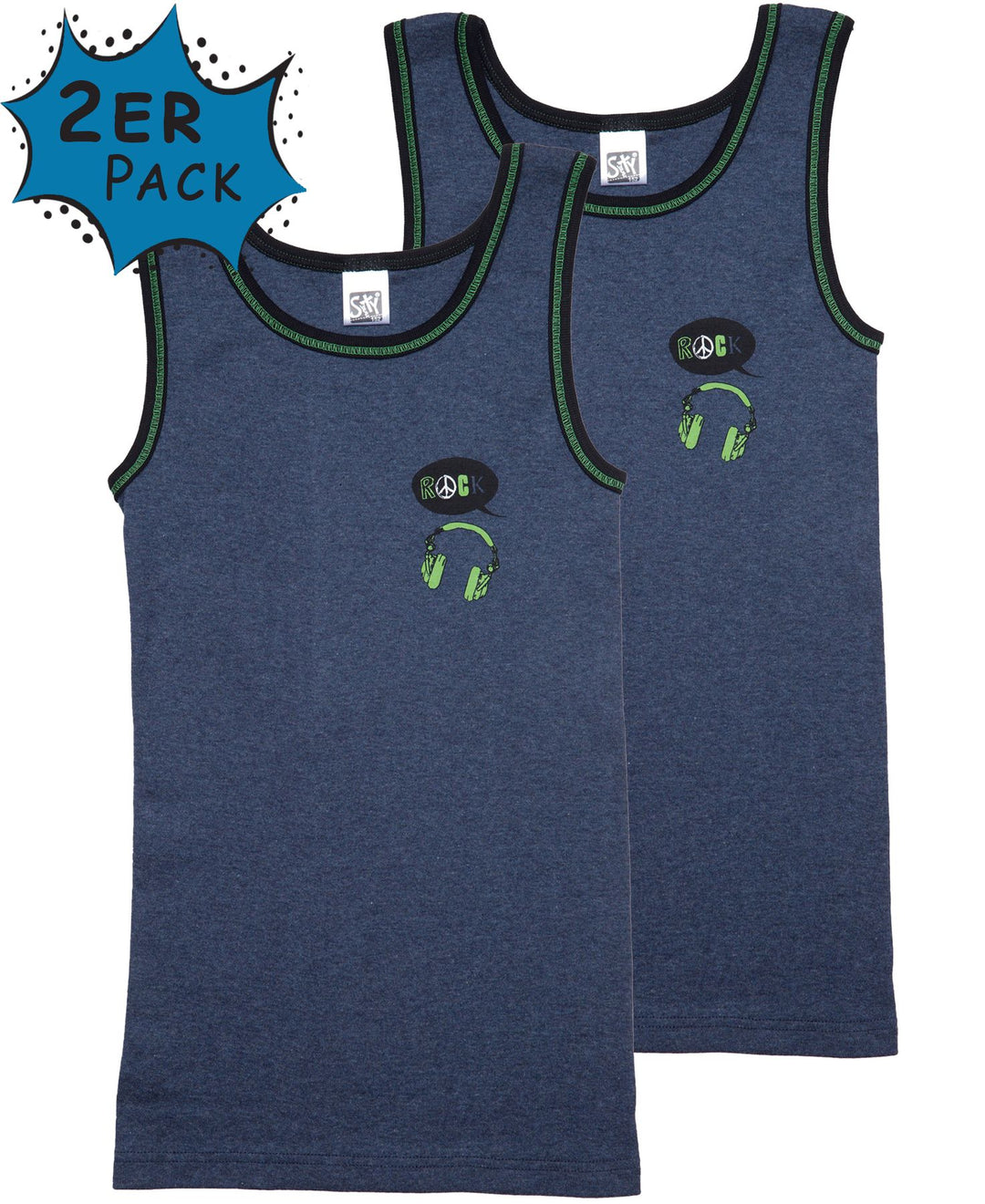 Jungen Unterhemd mit Motiv, 2er Pack, elastische Baumwolle
