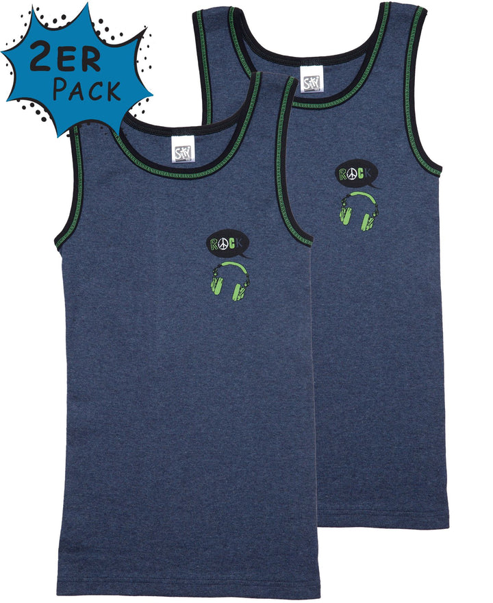 Jungen Unterhemd mit Motiv, 2er Pack, elastische Baumwolle