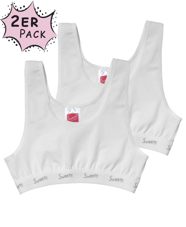 Mädchen Bustier, 2er Pack, Single Jersey