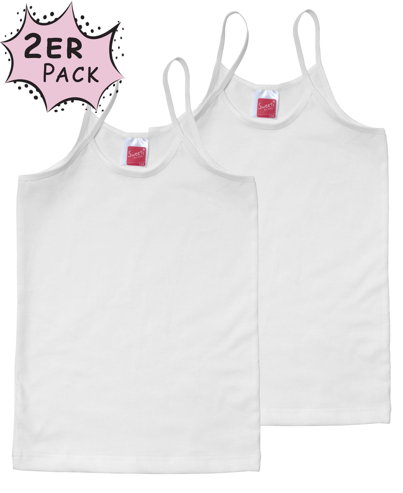 Mädchen Unterhemd, 2er Pack, Single Jersey