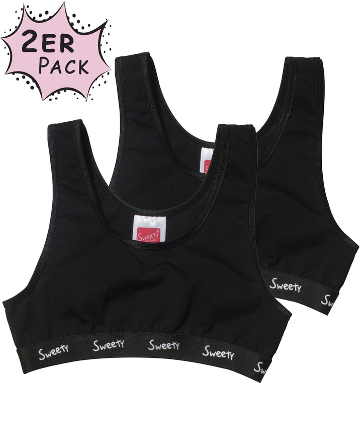 Mädchen Bustier, 2er Pack, Single Jersey