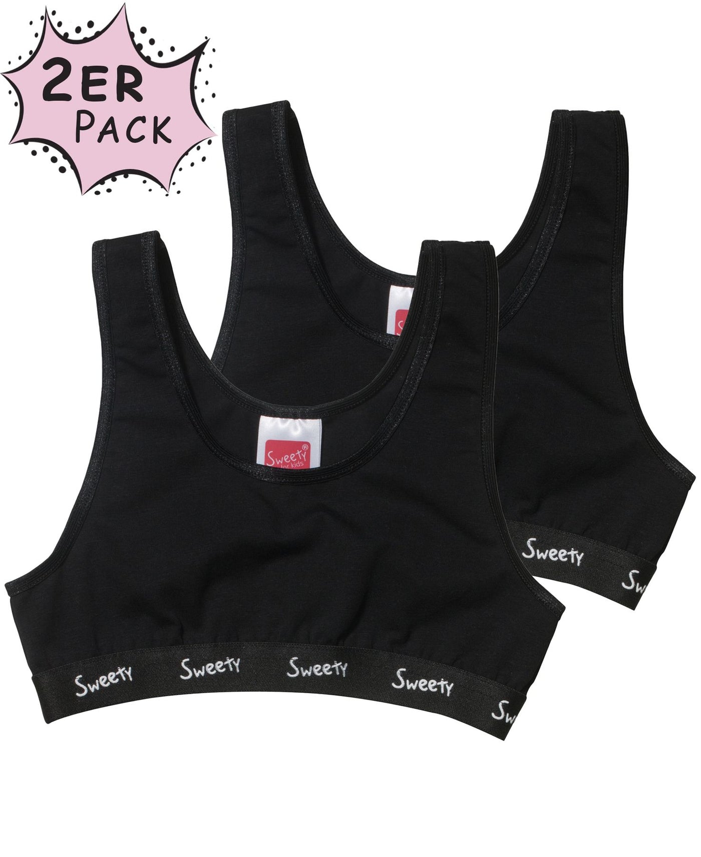 Mädchen Bustier, 2er Pack, Single Jersey