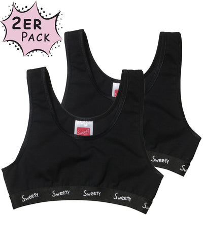 Mädchen Bustier, 2er Pack, Single Jersey