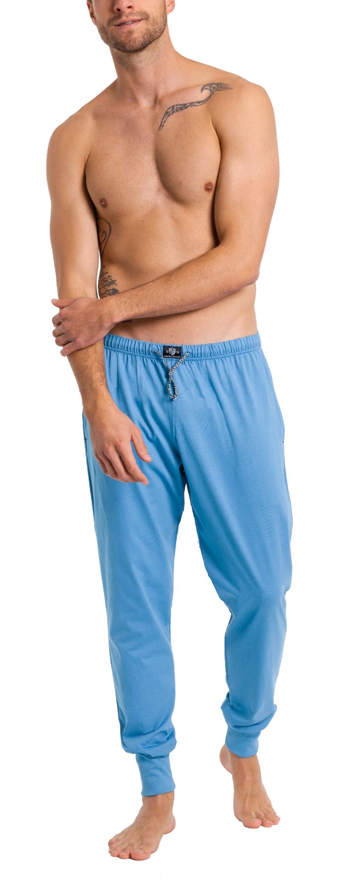 Herren Pyjamahose mit Bündchen, Seitentaschen, Bio Baumwolle, GOTS zertifiziert