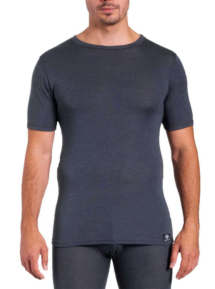 Edles Herren Shirt Rundhals, Wolle/ Seide Mischung