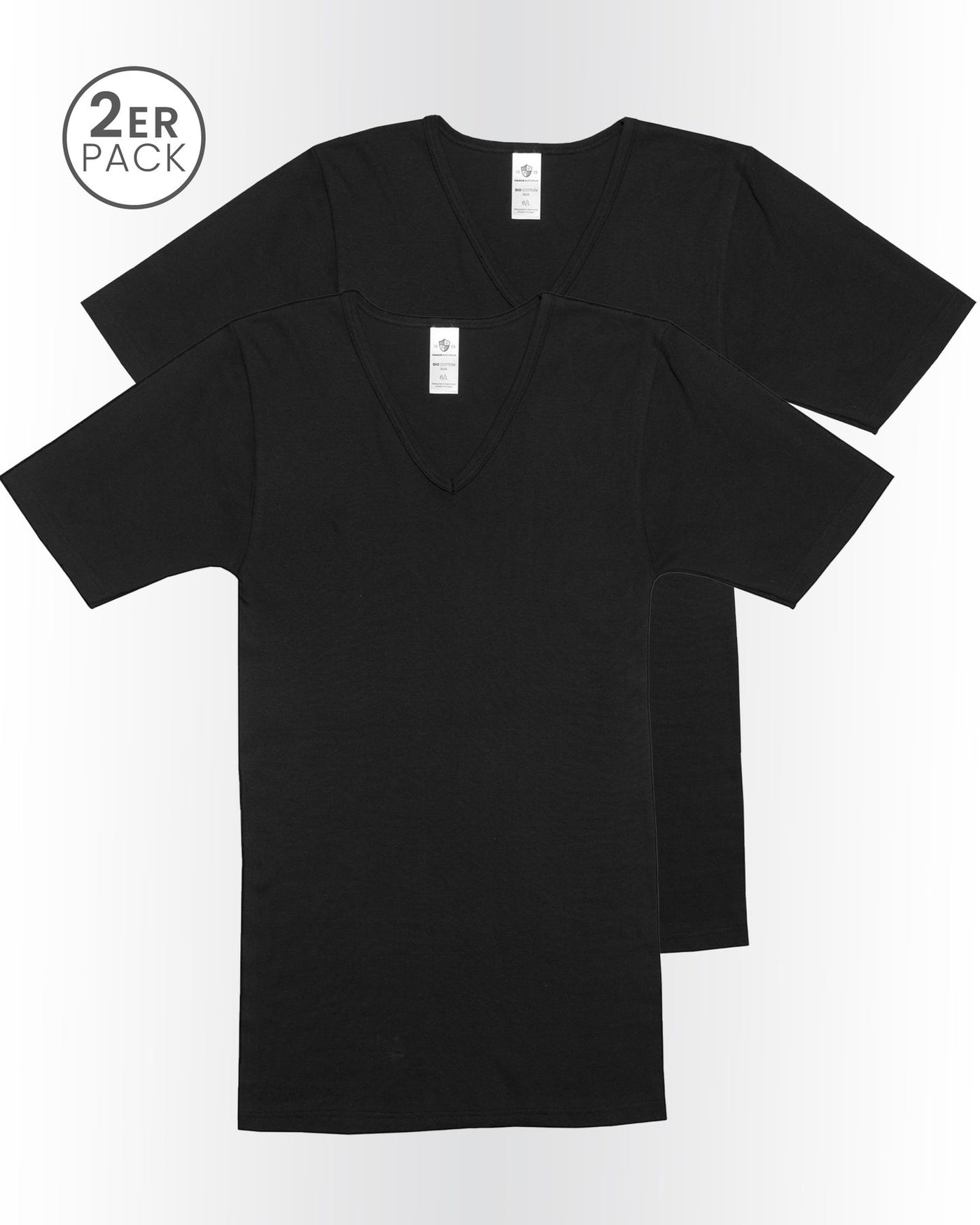 Herren Shirt V-Ausschnitt, 2er Pack, Bio Baumwolle, GOTS zertifiziert
