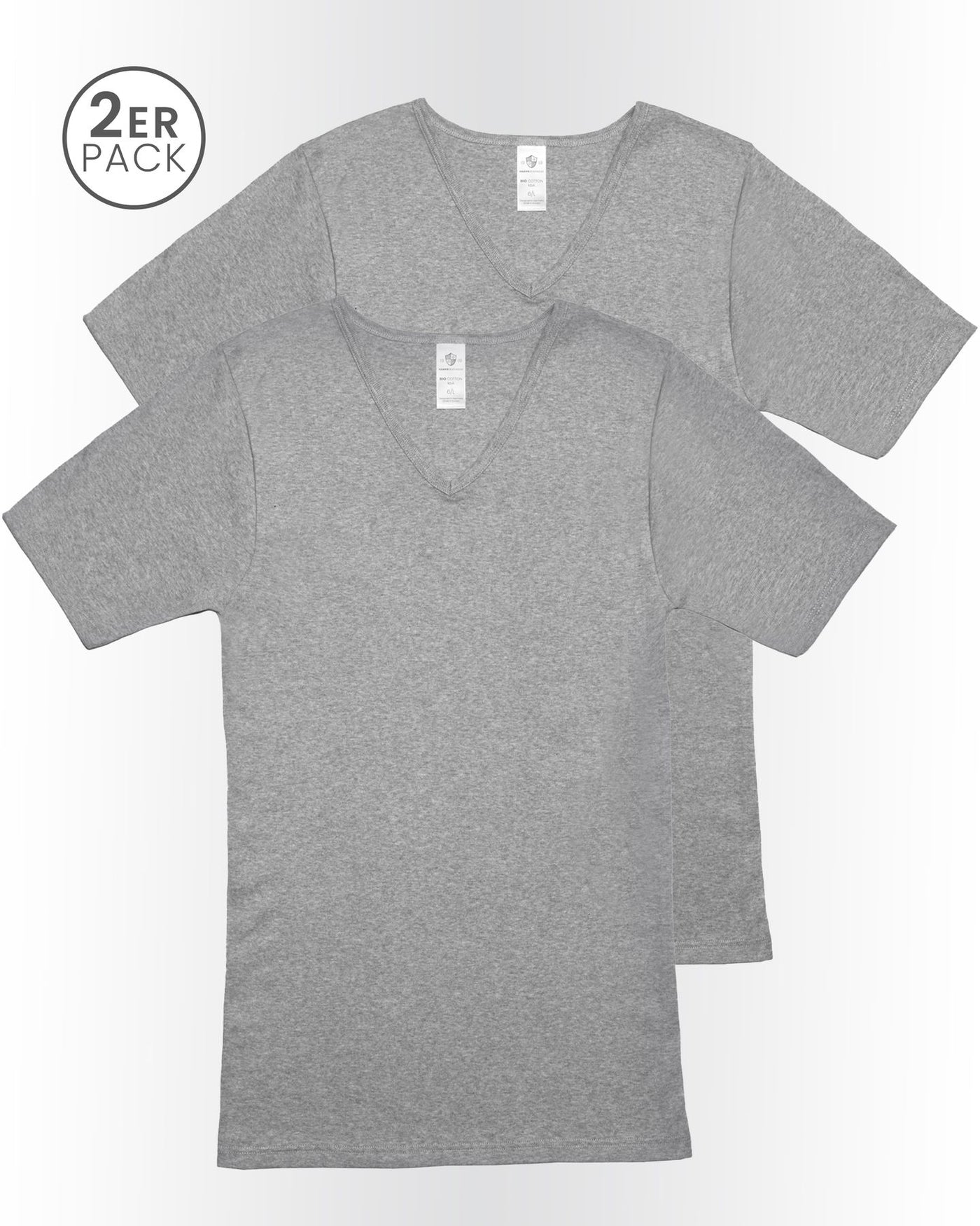Herren Shirt V-Ausschnitt, 2er Pack, Bio Baumwolle, GOTS zertifiziert