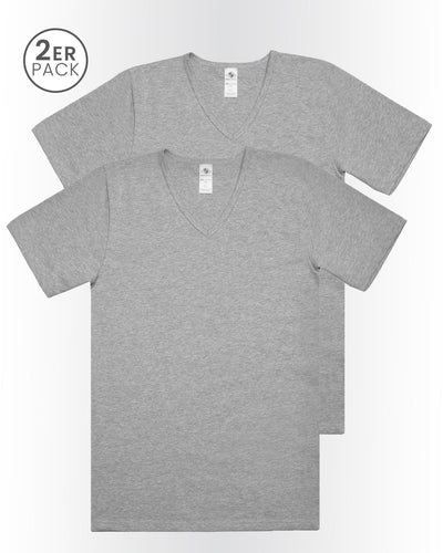 Herren Shirt V-Ausschnitt, 2er Pack, Bio Baumwolle/ Elasthan, GOTS zertifiziert