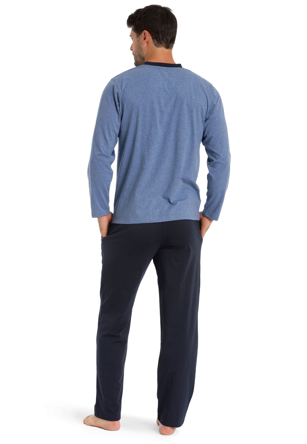 Herren Pyjama V-Ausschnitt, Bio Baumwolle, GOTS zertifiziert