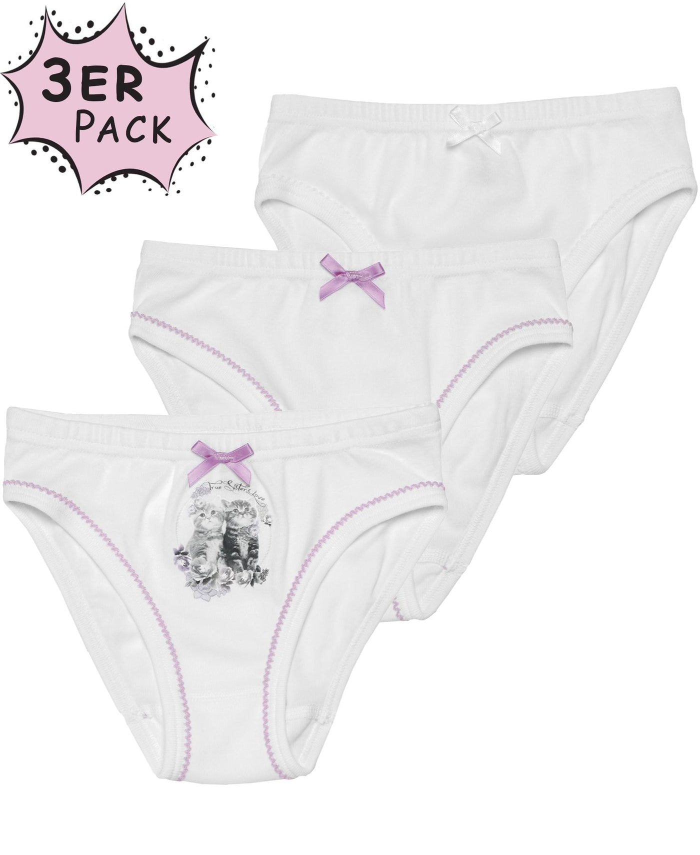Mädchen Slips, 3er Pack, Feinripp
