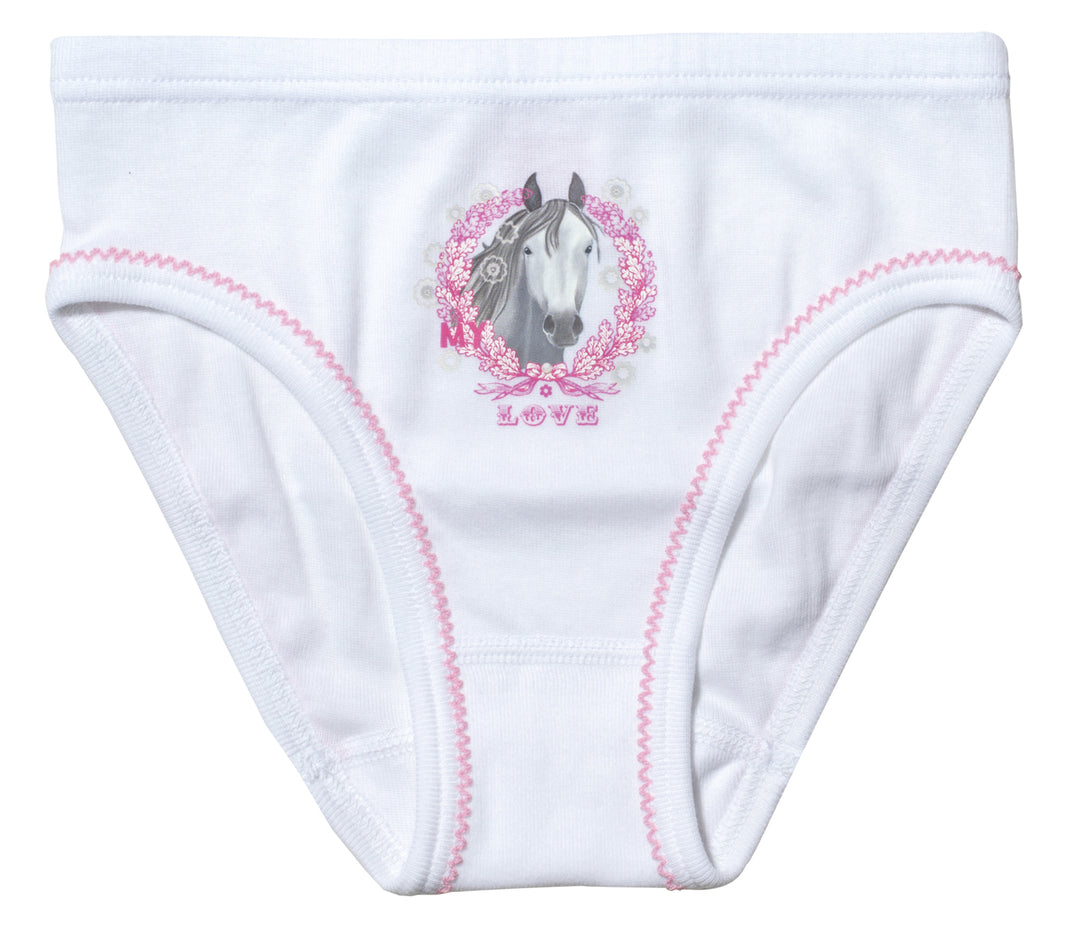 Mädchen Bikini-Slip mit Pferdemotiv, 2er Pack, Baumwolle
