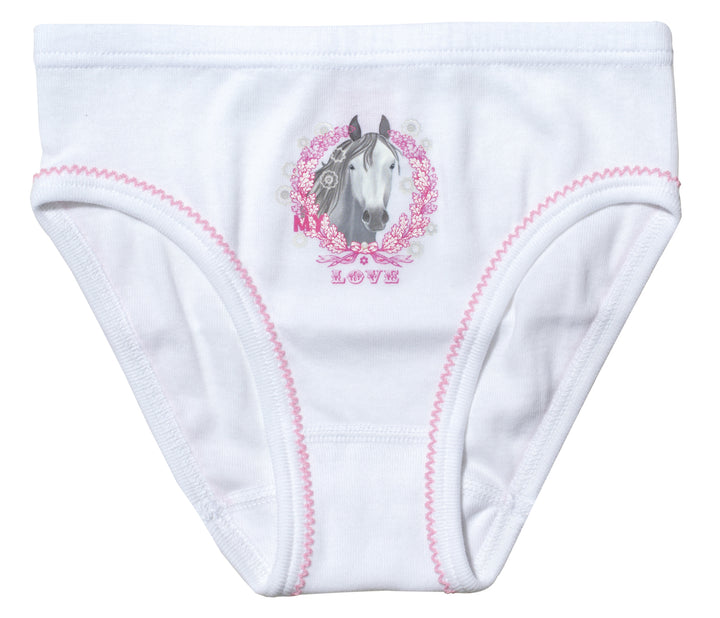 Mädchen Bikini-Slip mit Pferdemotiv, 2er Pack, Baumwolle