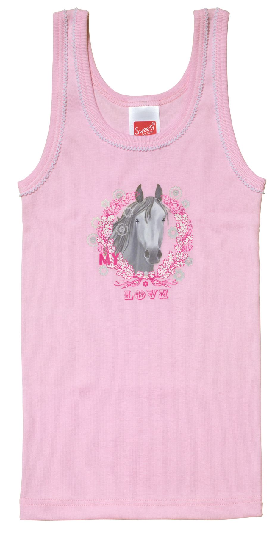 Mädchen Unterhemd mit Pferdemotiv, 2er Pack, Baumwolle