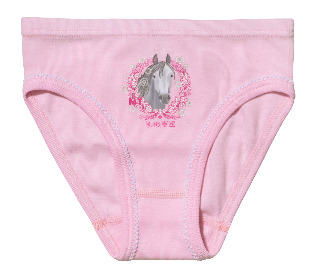 Mädchen Bikini-Slip mit Pferdemotiv, 2er Pack, Baumwolle