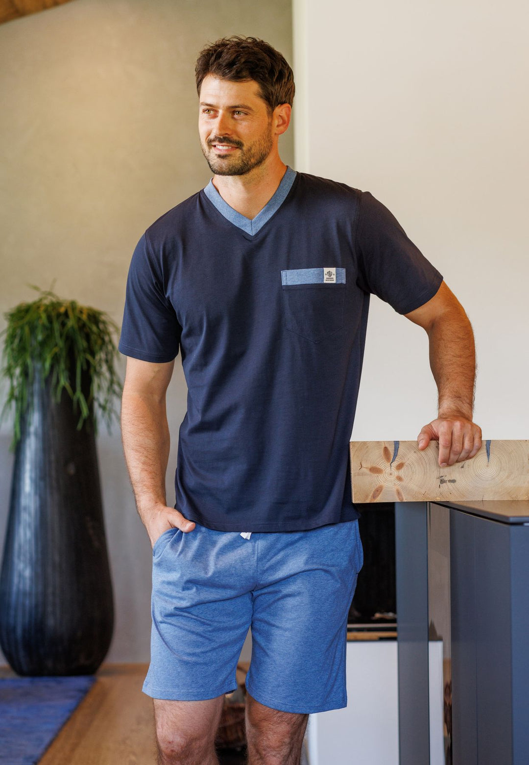 Herren Shorty V-Ausschnitt, Bio Baumwolle, GOTS zertifiziert